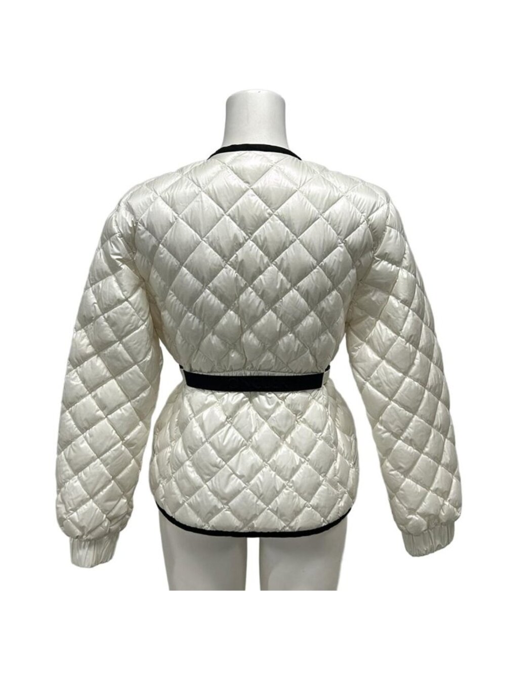 ★SOLD★ Moncler Down Jacket 00 XS Paquis White Black Long Sleeve Quilted - Picture 2 of 12